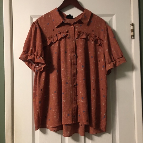 Perch by Blu Pepper Tie Short Sleeve Blouse 3XL - Picture 2 of 8